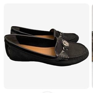Coach Black Suede with Patent Leather trim Driving Moccasin Loafers in Sz 8